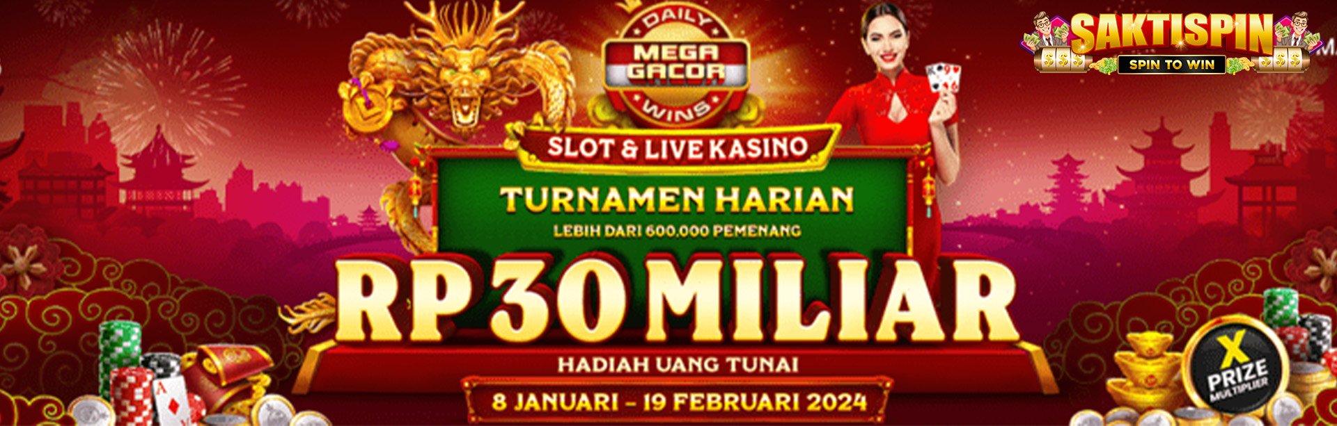 Banner DAILY WINS - MEGA GACOR LEVEL 7 TOURNAMENT [SLOTS & LIVE CASINO]