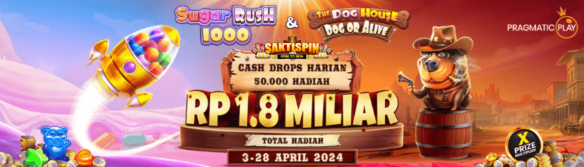 Banner Event Cash Drop Sugar Rush 1000 & The Dog House Dog or Alive Saktispin